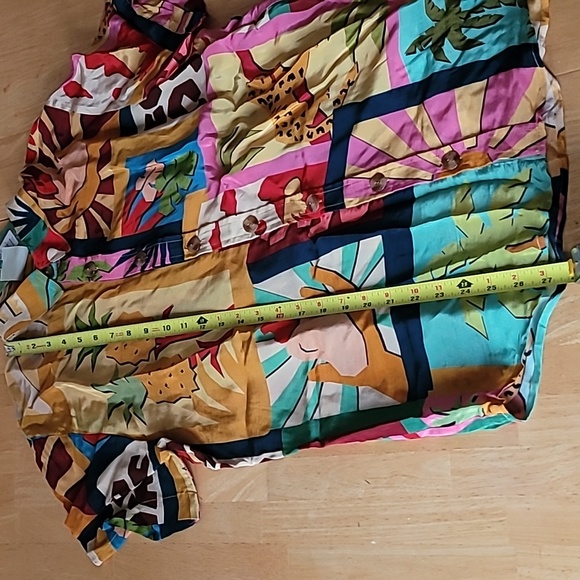 FARM Rio Tropical Collage Pajama Shirt Silky Viscose Blouse - Picture 9 of 13